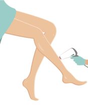 Female legs hair removal. Laser epilation concept, flat vector illustration